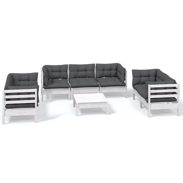 vidaXL 8-tlg. Garten-Lounge-Set mit Kissen Kiefer Massivholz