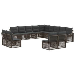 vidaXL Gartensofa-set 13 stk. Grau Poly-Rattan