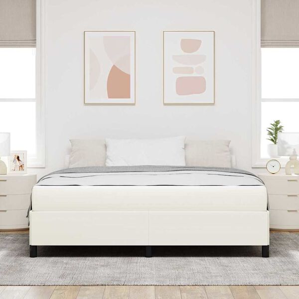 vidaXL Bettrahmen mit Matratze Creme 180 x 200 cm Stoff