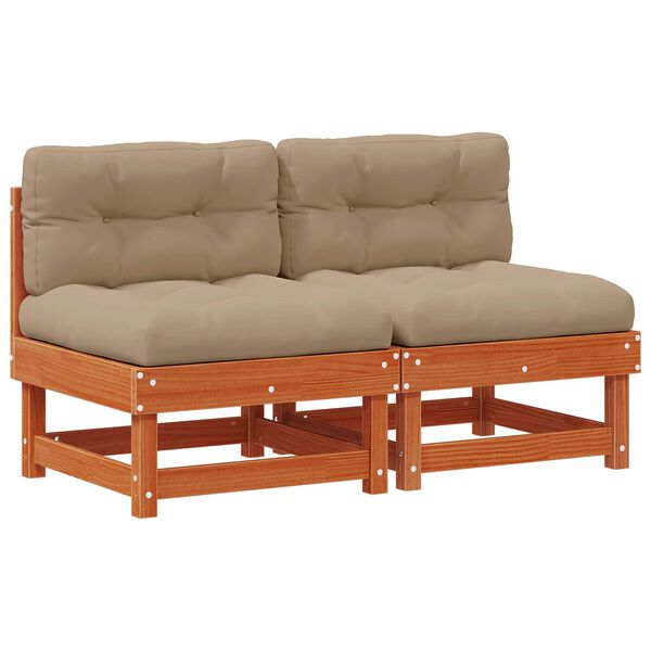 vidaXL Garten Mittelssofa Massives Kiefernholz Wachsbraun