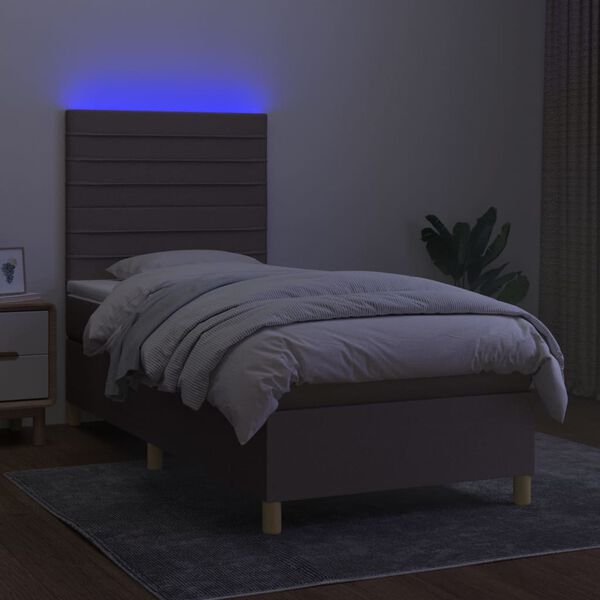 vidaXL Boxspringbett mit Matratze & LED Taupe 80x200 cm Stoff