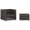 vidaXL 2-tlg. Garten-Paletten-Lounge-Set Kiefernholz Grau Impr&auml;gniert
