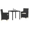 vidaXL Garten Essgruppe 3 pcs Schwarz Poly-Rattan