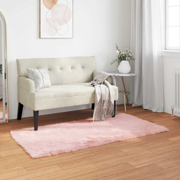 vidaXL Kunstschaffell Teppich Tafalla Rosa 80 x 150 cm Polyester