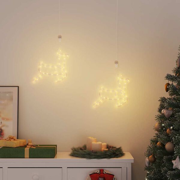 vidaXL Weihnachtsbeleuchtung Rentier-Silhouette 2Stk. 35 LEDs Warmweiß