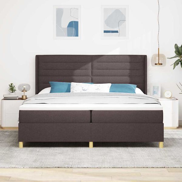 vidaXL Boxspringbett mit Matratze Dunkelbraun 200 x 200 cm Stoff