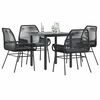 vidaXL 5-tlg. Garten-Essgruppe mit Kissen Schwarz Poly Rattan Glas