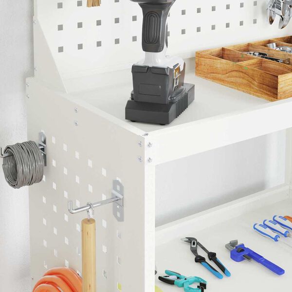 vidaXL Werkzeugwagen Mit Rad Weiß 65 x 35 x 111 cm Kaltgewalzter Stahl