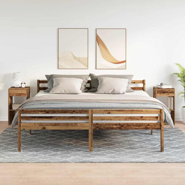 vidaXL Nachttische mit Schubladen 2 Stk. Altholz-Optik 35x34x66,5 cm