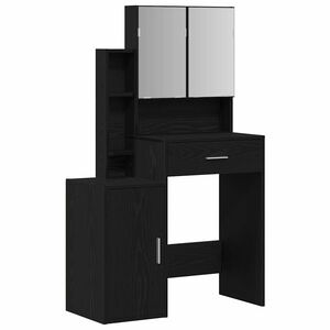 vidaXL Schminktisch mit Regal Schwarz Eichen-Optik 80 x 35 x 132 cm