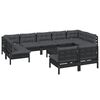 vidaXL 10-tlg. Garten-Lounge-Set mit Kissen Schwarz Massivholz Kiefer