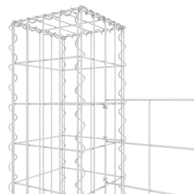 vidaXL Gabionenkorb U-Form mit 4 Säulen Eisen 380x20x200 cm