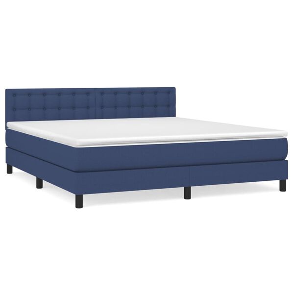 vidaXL Boxspringbett mit Matratze Blau 180x200 cm Stoff