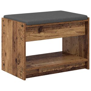 vidaXL Flurbank mit Kissen mit Regal Altholz 63 x 38 x 45 cm