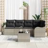 vidaXL Garten-Sofa-Set mit Kissen mit Speicher 6 pcs Grau Poly Rattan