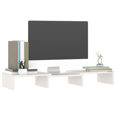 vidaXL Monitorständer Weiß 60x24x10,5 cm Massivholz Kiefer