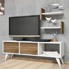 Homemania TV-Schrank Foxy 120x30x40 cm Wei&szlig; und Walnuss