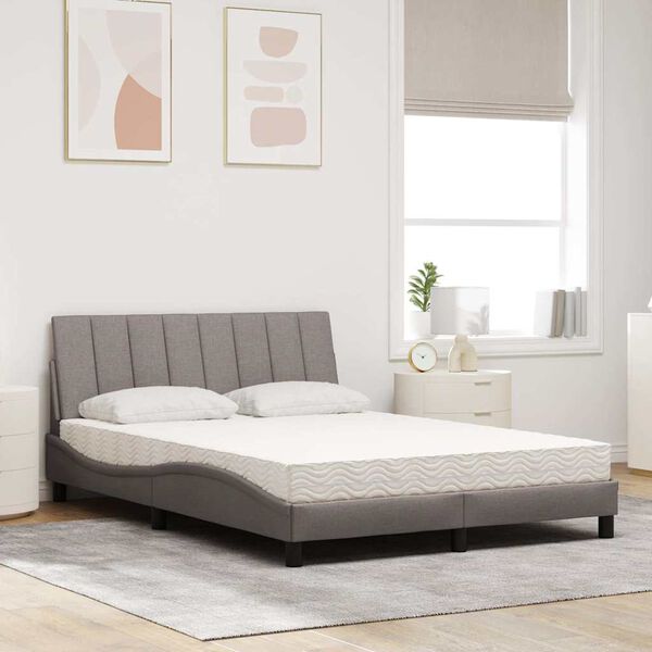 vidaXL Bett mit Matratze "Hanko" Taupe 120x200 cm Stoff