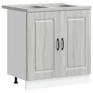 vidaXL K&uuml;chenschrank mit T&uuml;r Kalmar Graues Sonoma 80 x 46 x 81.5 cm