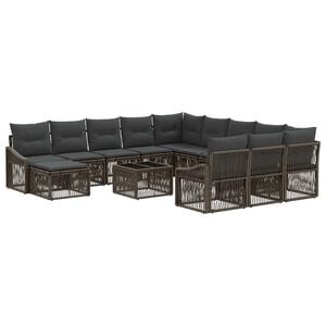 vidaXL Gartensofa-set 13 stk. Grau Poly-Rattan