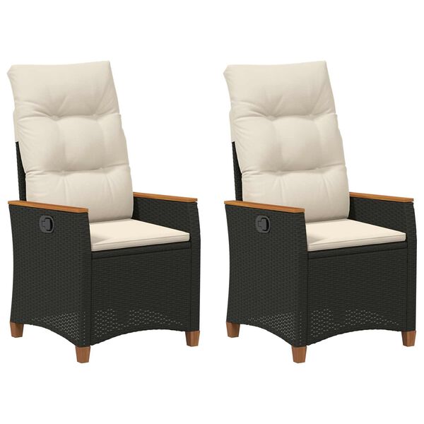 vidaXL Verstellbarer Gartenstuhl Schwarz und Creme 64 x 57,5 x 112 cm