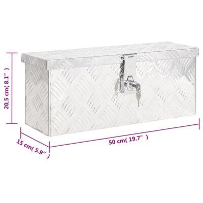 vidaXL Aufbewahrungsbox Silbern 50x20,5x15 cm Aluminium