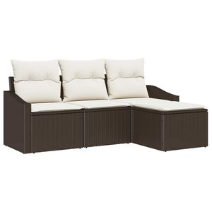 vidaXL Sofa Set mit Kissen 4 pcs Braun Poly-Rattan