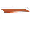vidaXL Markise Manuell Einziehbar mit LED 600x350 cm Orange und Braun