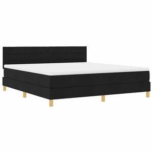 vidaXL LED Boxspringbett mit Kopfteil Schwarz 180 x 200 cm Stoff