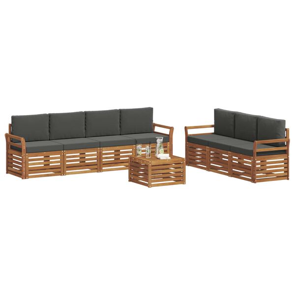 vidaXL Sofagarnituren 8 pcs Natur und Anthrazit Massivholz Akazie