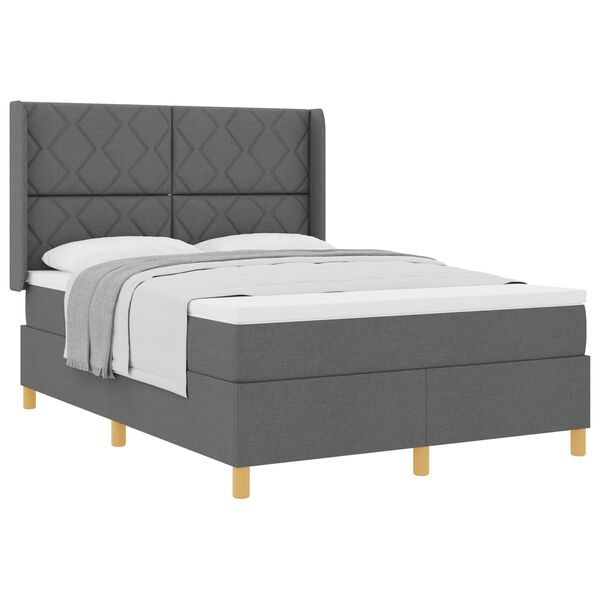 vidaXL Boxspringbett mit Matratze Dunkelgrau 160 x 200 cm Stoff