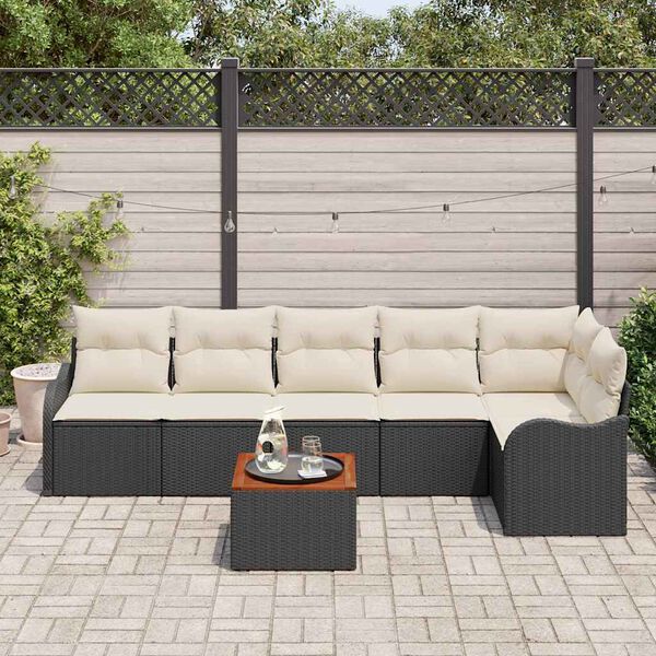 vidaXL Garten-Sofa-Set 7 pcs Schwarz und Wei&szlig;