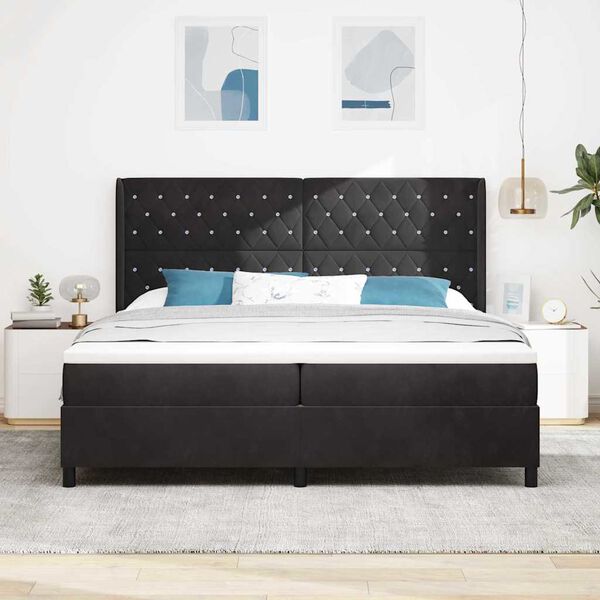 vidaXL Boxspringbett mit Matratze Schwarz 200 x 200 cm Samt