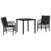 vidaXL Garten Essgruppe mit Kissen 3 pcs Schwarz Poly-Rattan