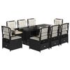 vidaXL 9-tlg. Garten-Essgruppe mit Kissen Schwarz Poly Rattan