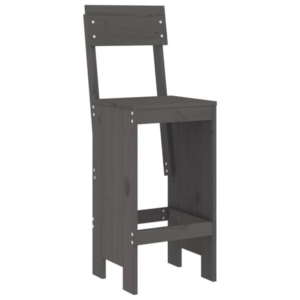 vidaXL 3-tlg. Gartenbar-Set Grau Massivholz Kiefer