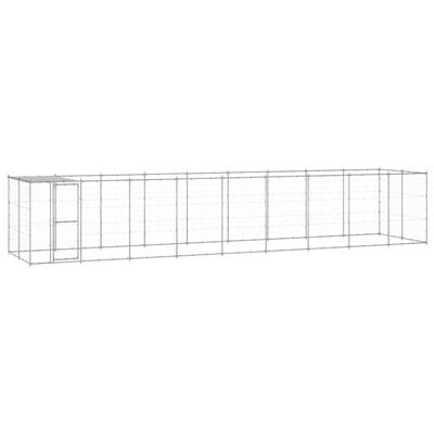 vidaXL Outdoor-Hundezwinger mit Überdachung Verzinkter Stahl 21,78 m²