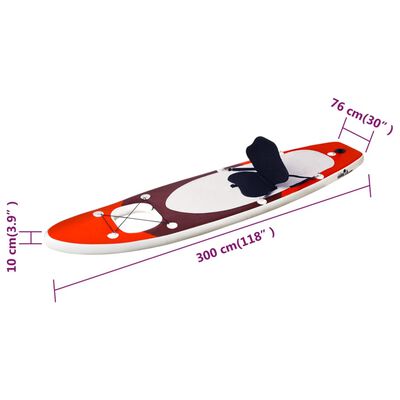 vidaXL SUP-Board-Set Aufblasbar Rot 300x76x10 cm