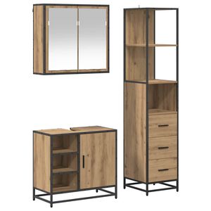 vidaXL Badezimmerm&ouml;bel-Set mit Regal 3 pcs Artisan-Eiche Holzwerkstoff