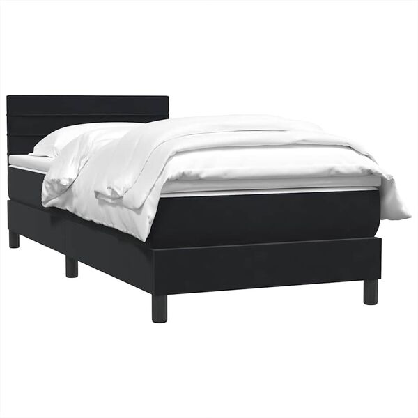vidaXL Boxspringbett mit Matratze Schwarz 80x220 cm Samt