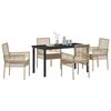 vidaXL Garten Essgruppe mit Kissen 5 pcs Beige Poly-Rattan