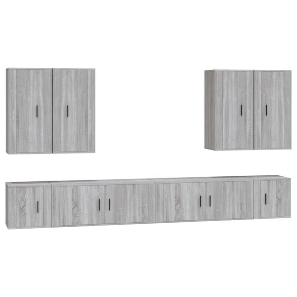 vidaXL 8-tlg. TV-Schrank-Set Grau Sonoma Holzwerkstoff