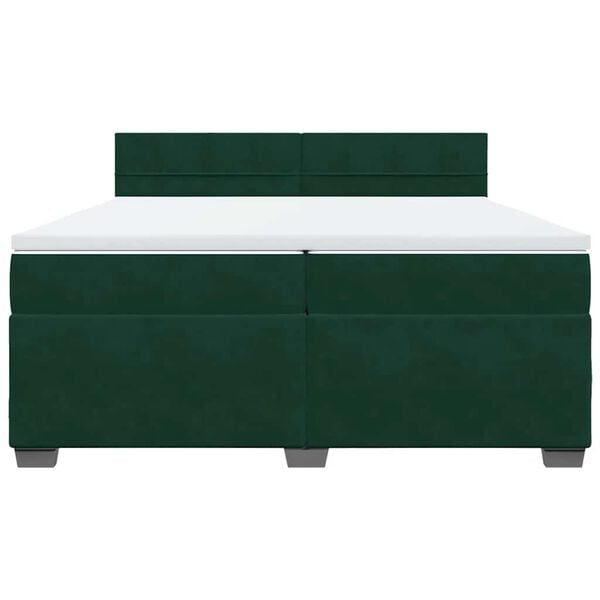 vidaXL Boxspringbett mit Matratze Dunkelgr&uuml;n 200x200 cm Samt