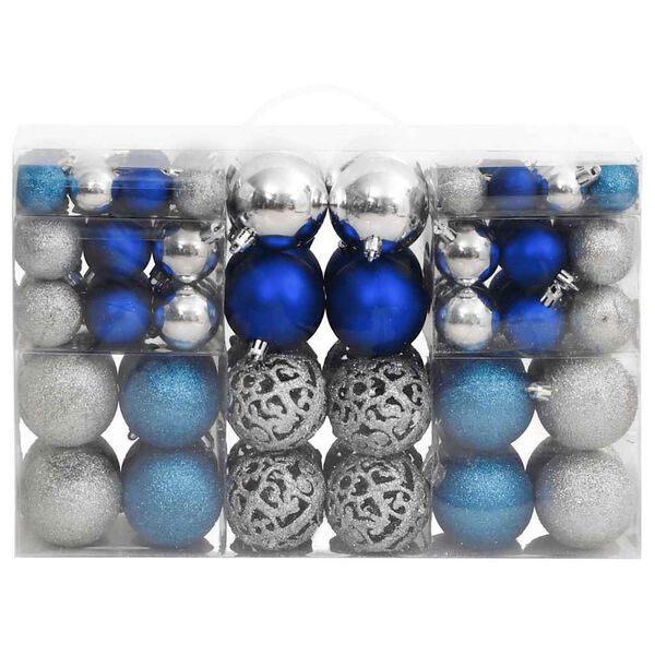 vidaXL Weihnachtskugeln 100 Stk. Blau und Silbern 3 / 4 / 6 cm