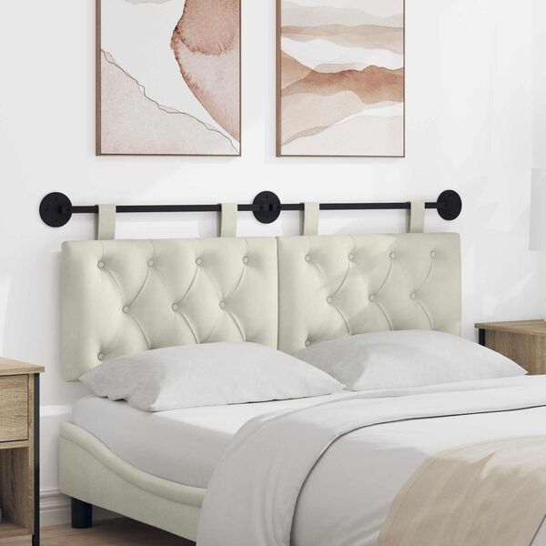 vidaXL H&auml;ngevorderseite Wandmontiert Creme 150 x 55 x 7 cm Samt