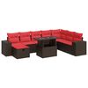 vidaXL 9-tlg. Garten-Sofagarnitur mit Kissen Schwarz Poly Rattan