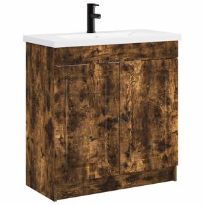 vidaXL Badezimmerm&ouml;bel-Set Ger&auml;ucherte Eiche 56 x 37,5 x 81 cm