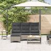 vidaXL Gartensofa mit Liegefunktion Kissen L-Form Grau Poly Rattan