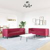 vidaXL 2-tlg. Chesterfield-Sofa-Set mit Nackenrollen Rot Samt