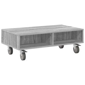 vidaXL Beistelltisch mit R&auml;dern Graues Sonoma 90 x 50 x 30 cm